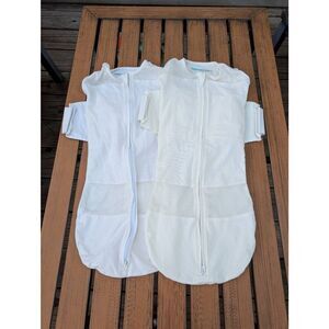 Happiest Baby SNOO Smart Sleeper‎ Swaddle baby Size large lot of 2 white cream
